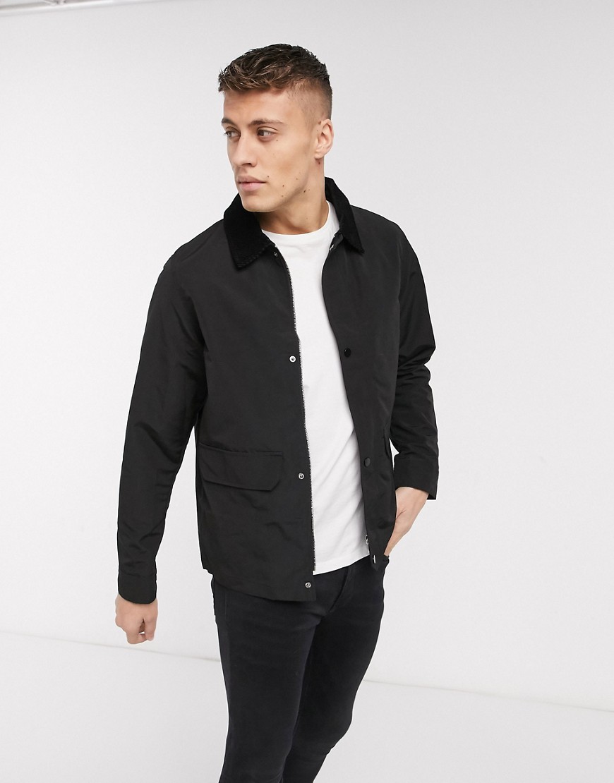 New Look - Camicia giacca nera con colletto a coste-Nero