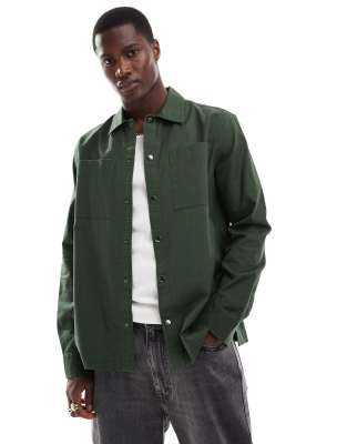New Look - Camicia giacca verde scuro in ripstop - view 1