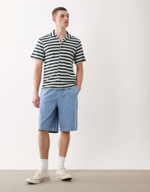 New Look - Camicia in maglia verde a righe, 2 di 5