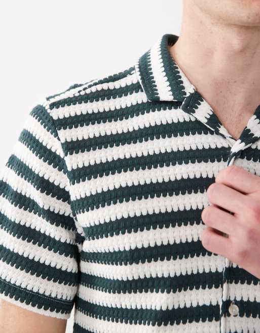 New Look - Camicia in maglia verde a righe, 3 di 5