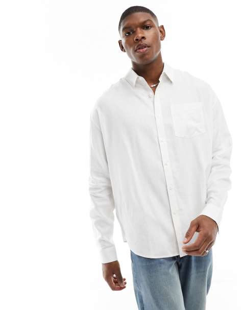 New Look - Camicia in misto lino bianca a maniche lunghe - view 1