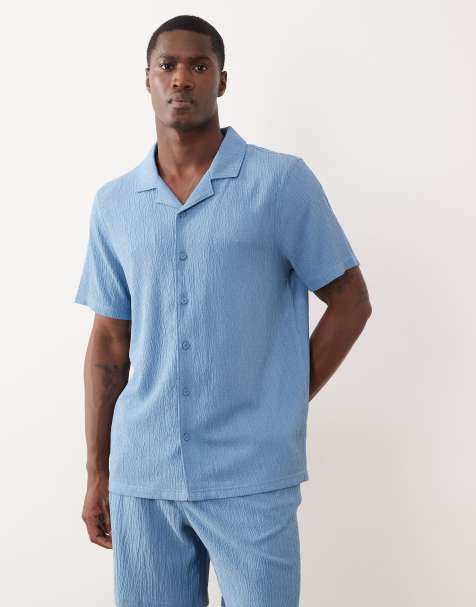 New Look - Camicia in tessuto stropicciato azzurra in coordinato - view 1