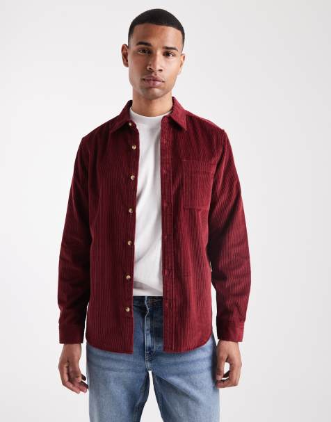 New Look - Camicia in velluto a coste bordeaux - view 1