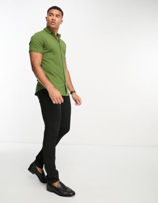 Camicia kaki attillata in jersey-Verde - New Look Camicia donna  - immagine2