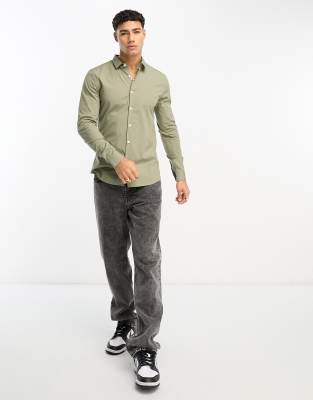 Camicia kaki attillata in popeline-Verde - New Look Camicia donna  - immagine3