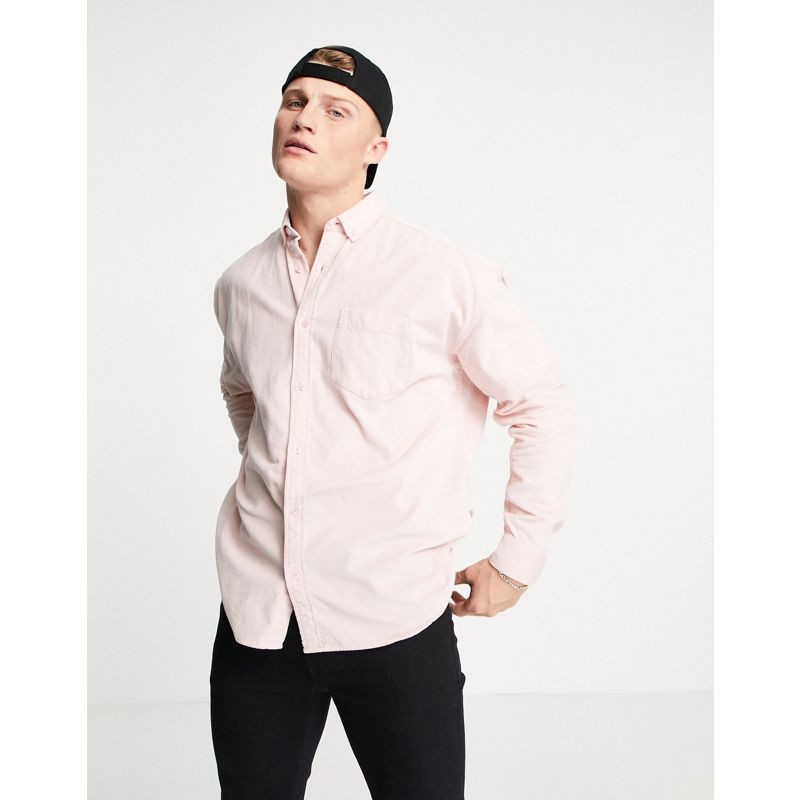 2vgzE Camicie New Look - Camicia oversize a maniche a lunghe in velluto a coste rosa