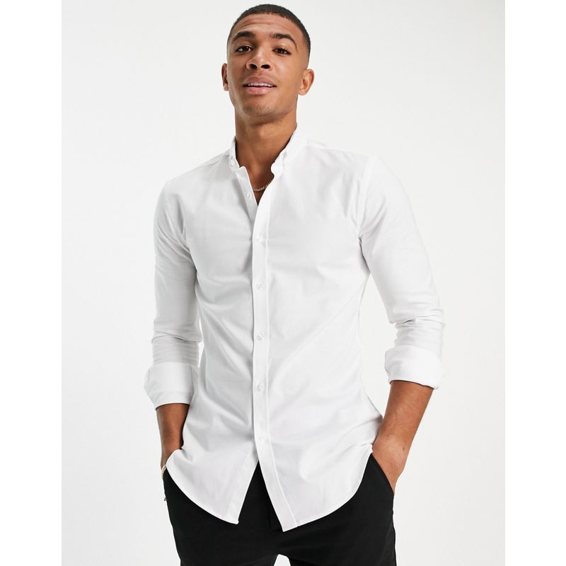 Camicie Camicie tinta unita New Look - Camicia Oxford a maniche lunghe attillata bianca