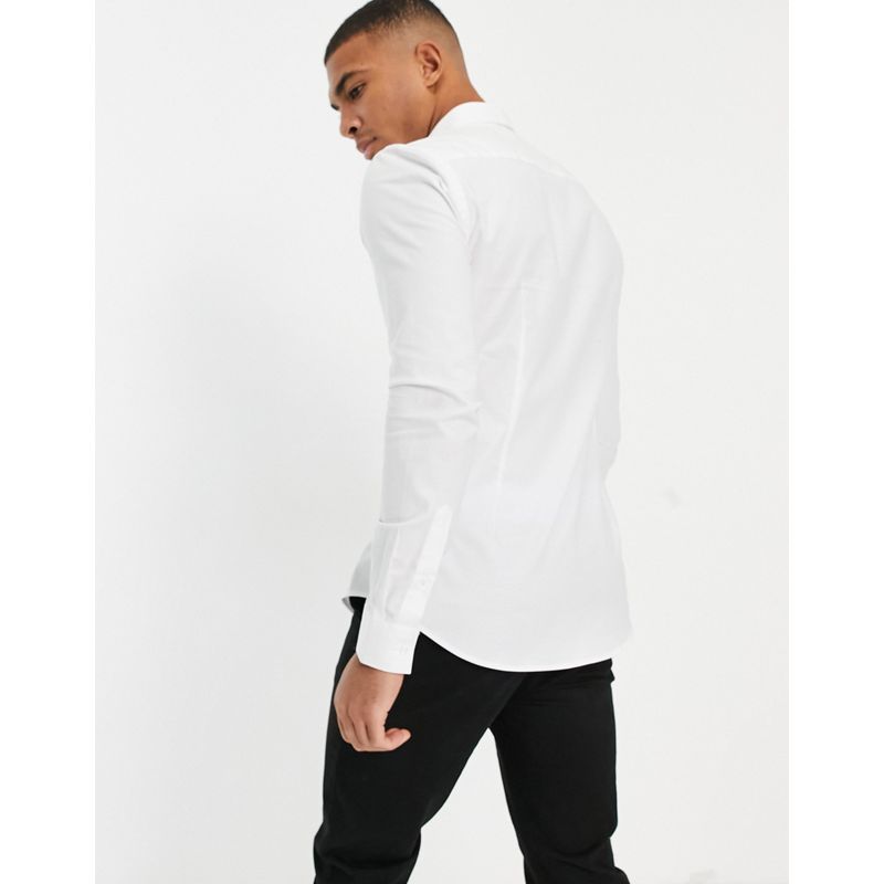 Camicie Camicie tinta unita New Look - Camicia Oxford a maniche lunghe attillata bianca