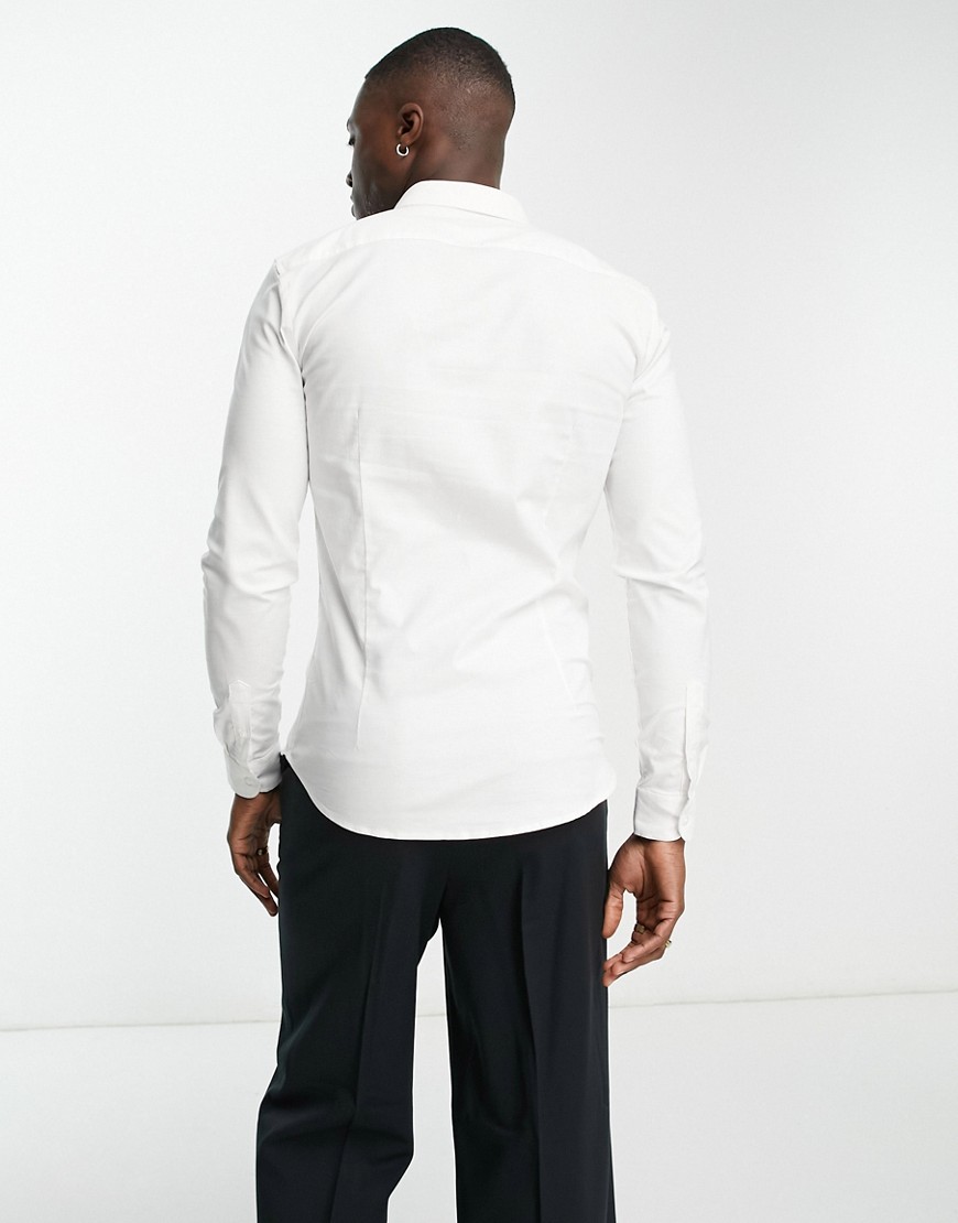 Camicia Oxford a maniche lunghe attillata bianca-Bianco - New Look Camicia donna  - immagine1