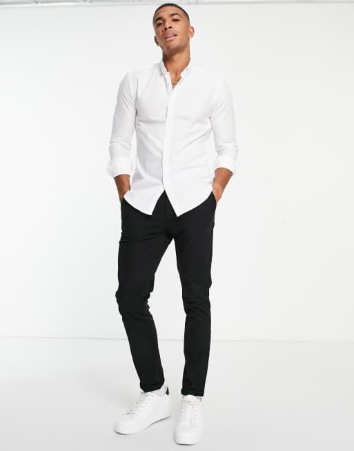New Look - Camicia Oxford attillata ed elegante bianca, a maniche lunghe, 4 di 4