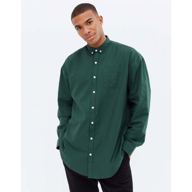 fNgyP Camicie New Look - Camicia Oxford oversize a maniche lunghe stile anni '90 verde
