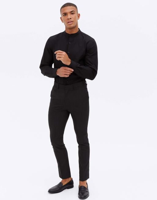 New Look - Camicia serafino a maniche lunghe in popeline, colore nero, 2 di 4