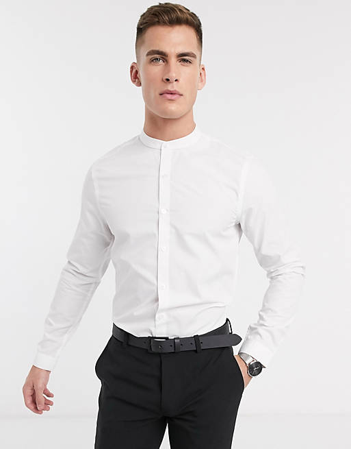 Camicia a maniche lunghe in popeline bianca Asos Uomo Abbigliamento Camicie Camicie a maniche lunghe 