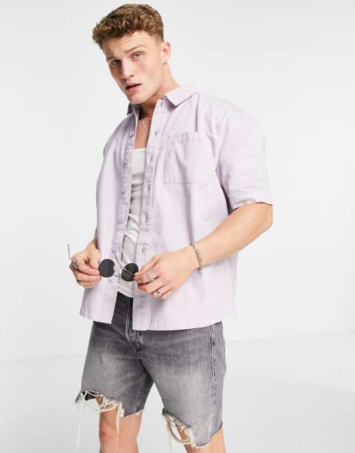 New Look - Camicia squadrata a maniche corte, colore lilla