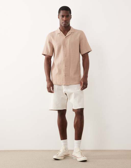 New Look - Camisa beis de manga corta de tejido texturizado, 2 de 5