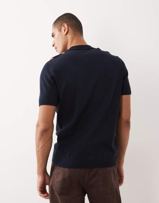 New Look - camisa de manga corta a rayas con botones en azul marino, 5 de 5