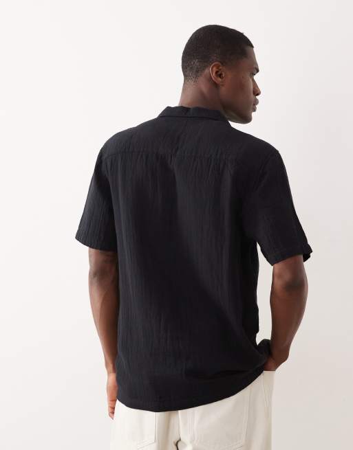 New Look - Camisa negra de manga corta de tejido texturizado, 5 de 5
