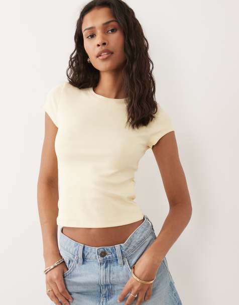 New Look - Camiseta amarilla con diseño encogido - view 1