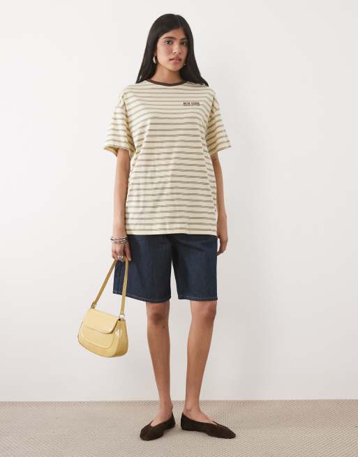 New Look - Camiseta amarilla extragrande a rayas, 2 de 4