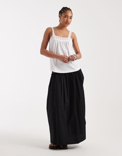 New Look – Camisole in Weiß mit eckigem Ausschnitt und Spitzenborte, 3 von 4