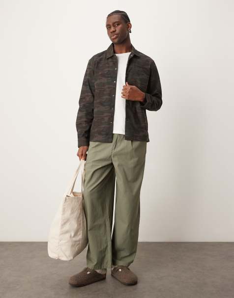 New Look camo shacket in dark green - view 1