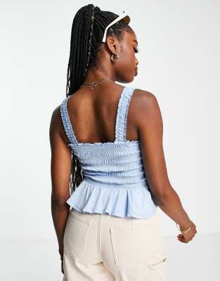 Canotta arricciata blu - New Look T-shirt donna  - immagine1