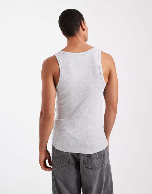 New Look - Canotta attillata grigio mélange a coste, 3 di 5