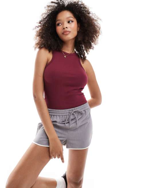 New Look - Canotta bordeaux con scollo a vogatore