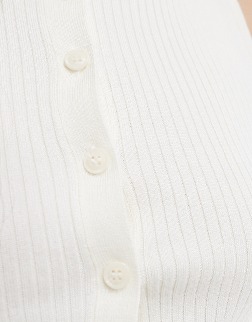 New Look - Canotta girocollo in maglia crema, 4 di 4