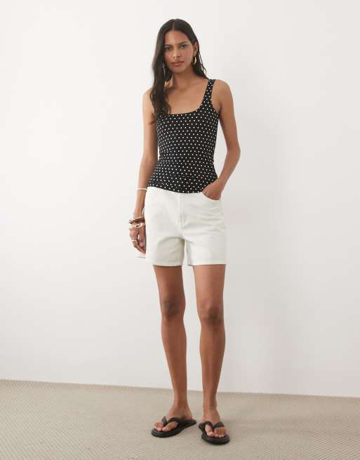 New Look - Canotta nera a pois con scollo squadrato, 2 di 4