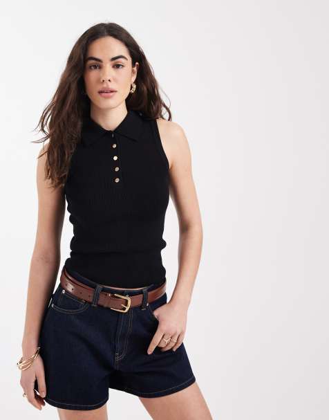 New Look - Canotta stile polo nera - view 1