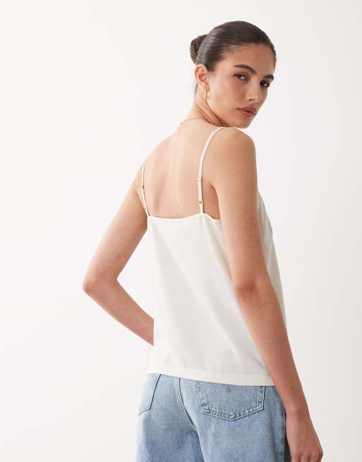 New Look - Canottiera color crema con spalline sottili, 4 di 4