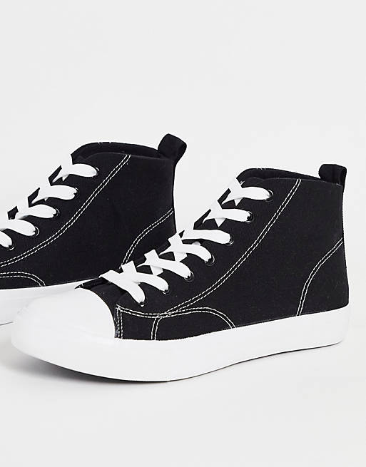 New Look canvas high top trainers in black | ASOS