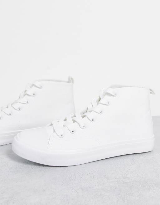 New Look canvas high top trainers in white