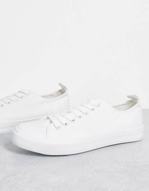 New Look canvas low top sneakers in white | ASOS