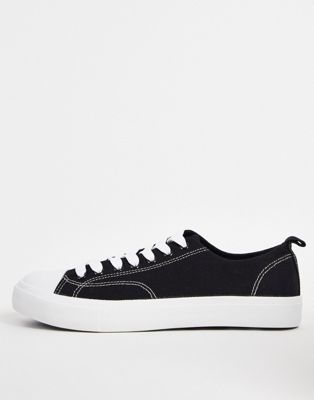 New Look canvas low top trainers in black
