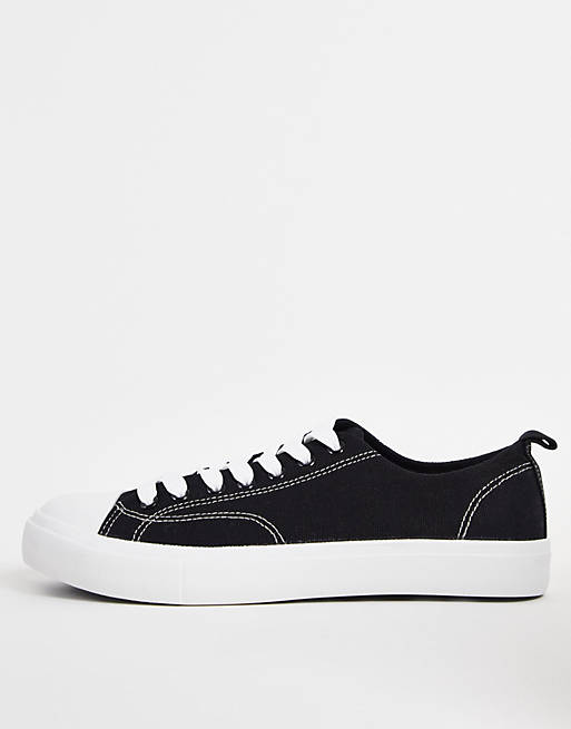New Look canvas low top trainers in black | ASOS