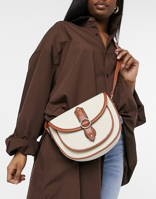 New Look canvas saddle bag in cream