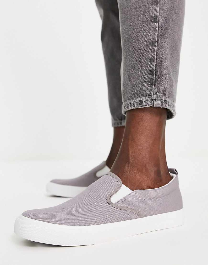 New Look Canvas Slip On Sneakers In Gray