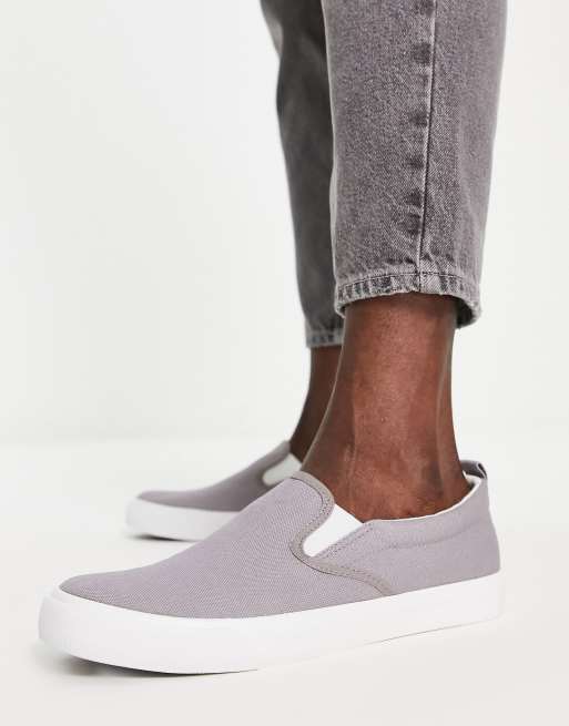 Grey canvas slip on shoes new arrivals