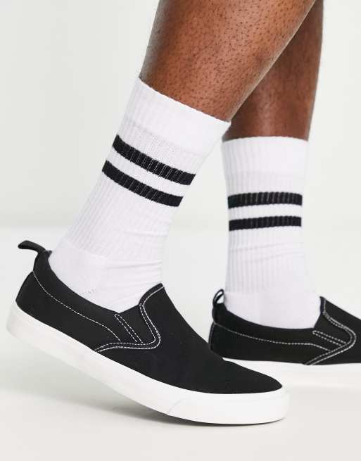 New Look canvas slip on trainers in black