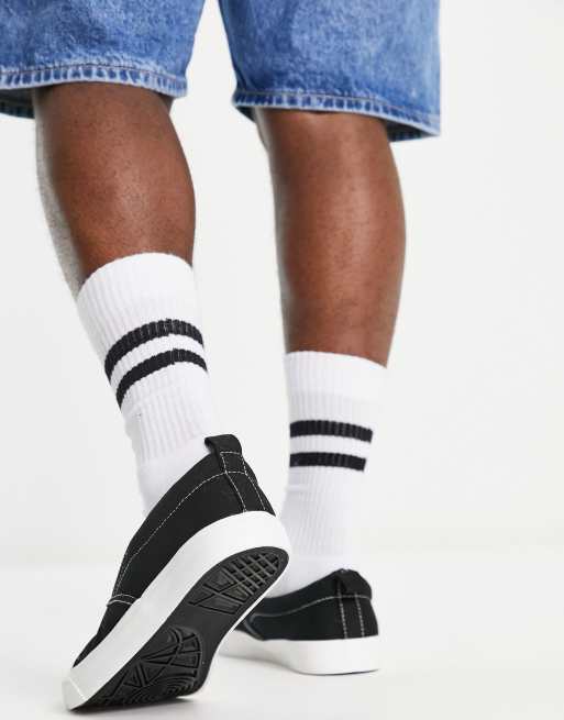 New Look canvas slip on trainers in black