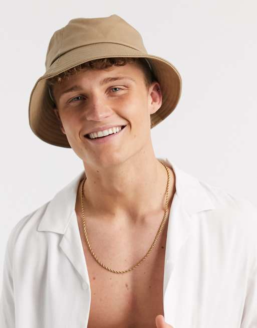 New Look - Cappello da pescatore tinta unita color pietra