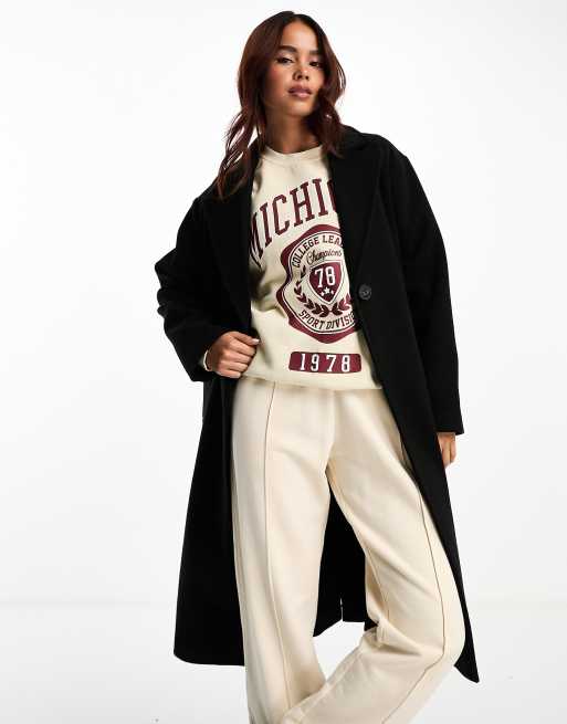 New Look - Cappotto comodo elegante nero con bottoni sul davanti