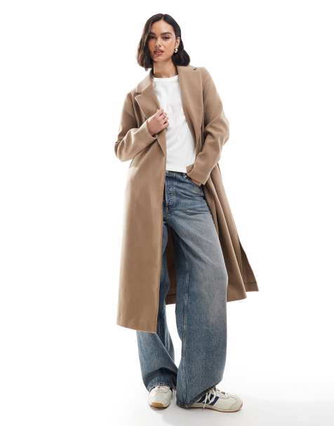 New Look - Cappotto formale color cammello con cintura - view 1