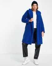 New Look - Cappotto in pelliccia sintetica grigio scuro