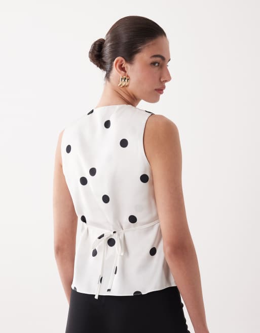 New Look - Caraco en dentelle et satin à pois - Blanc, 4 de 4