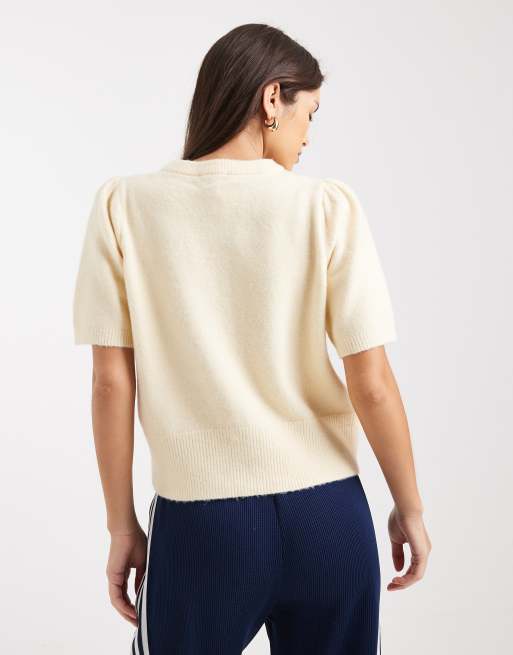 New Look - Cardigan a maniche corte giallo con bottoni, 4 di 4