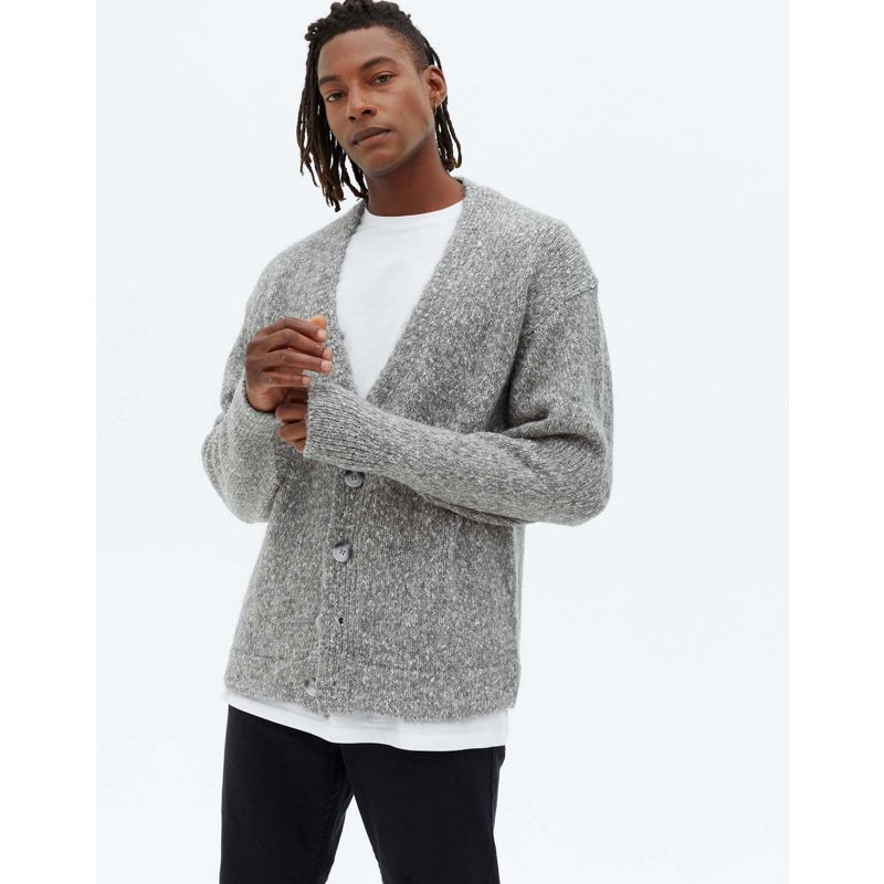 ajNkb Cardigan New Look - Cardigan ampio in filato misto grigio medio