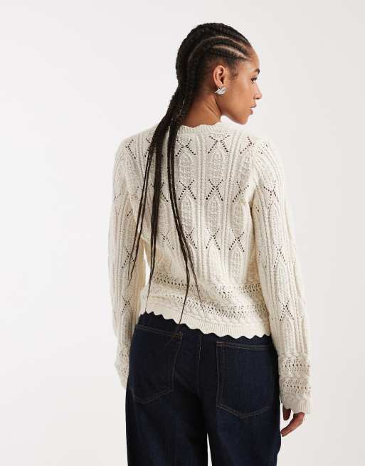 New Look - Cardigan color crema allacciato sul davanti, 4 di 4
